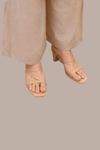 Pastel Taupe Chanderi Silk Embroidered Kurta Set with Trousers & Dupatta
