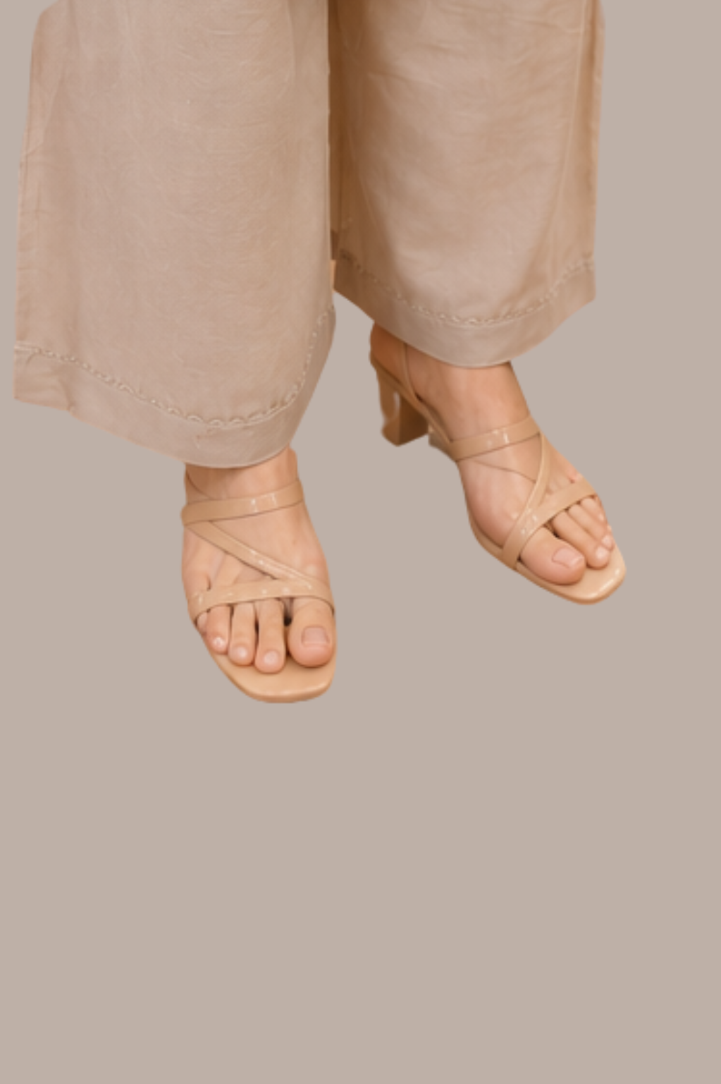 Pastel Taupe Chanderi Silk Embroidered Kurta Set with Trousers & Dupatta