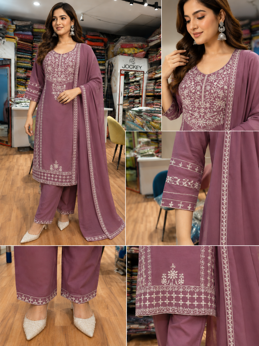 readymade suit in reyon fabric with shiffon dupatta