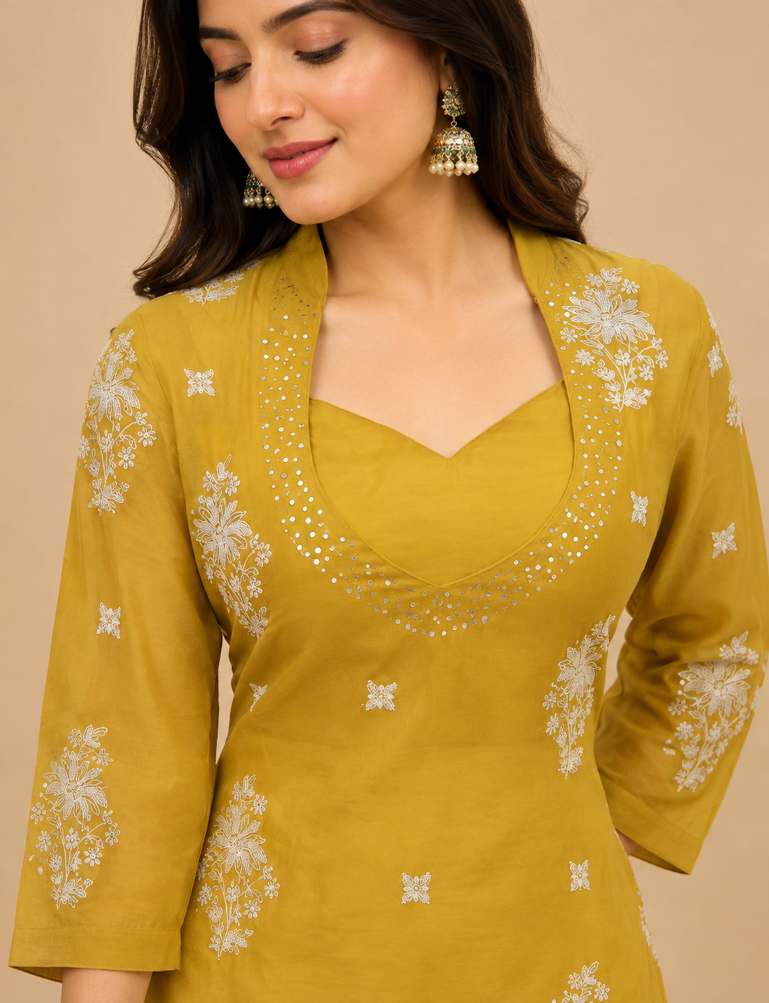 mustard shorti kurti salwar printed