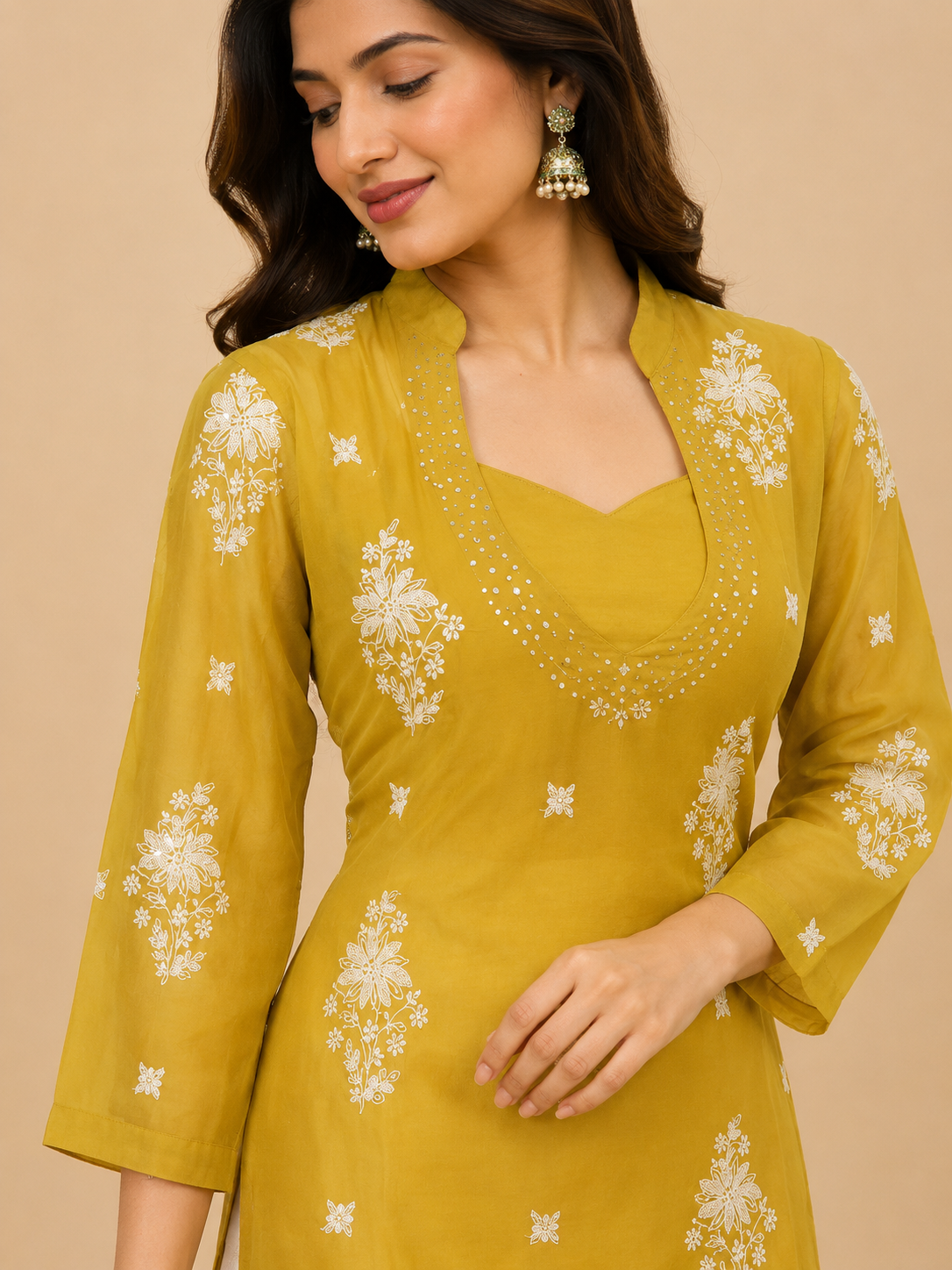 mustard shorti kurti salwar printed
