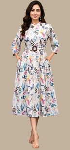 white Floral party wear dress