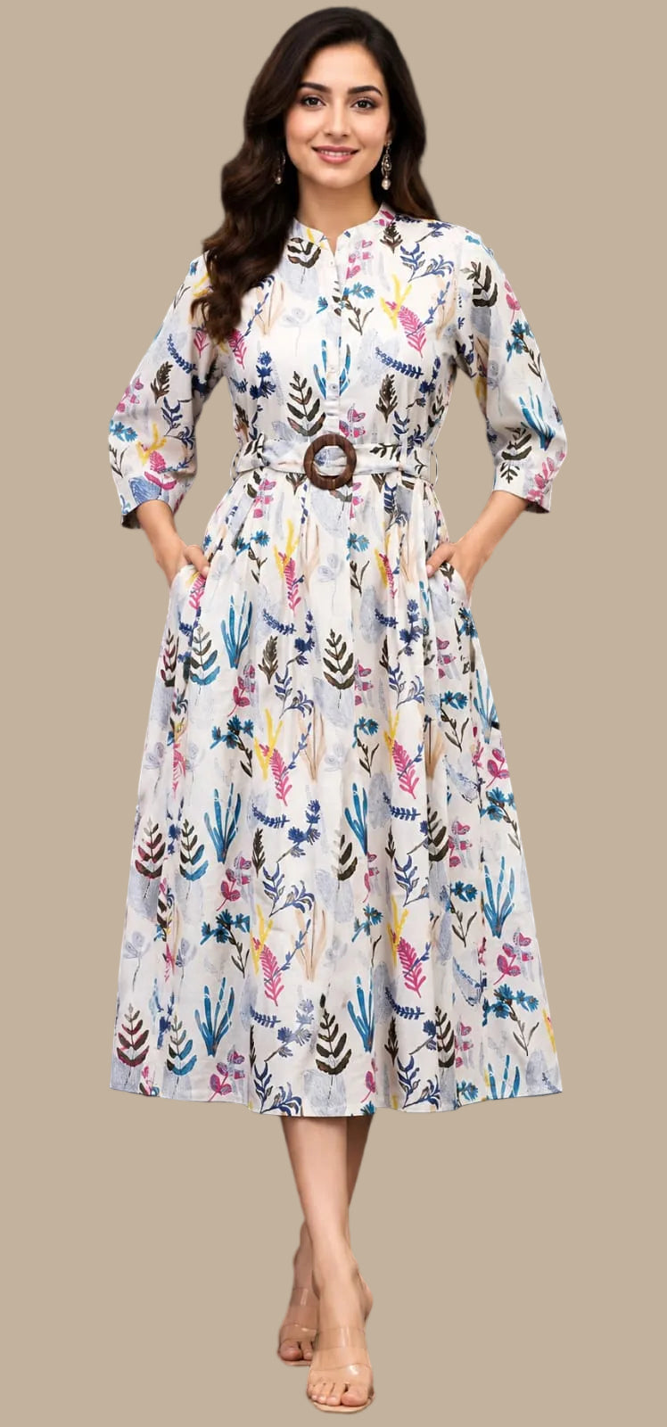 white Floral party wear dress