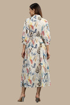white Floral party wear dress