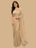 golden mesh party wear saree
