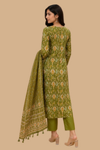 Green printed suit mehandi pattern