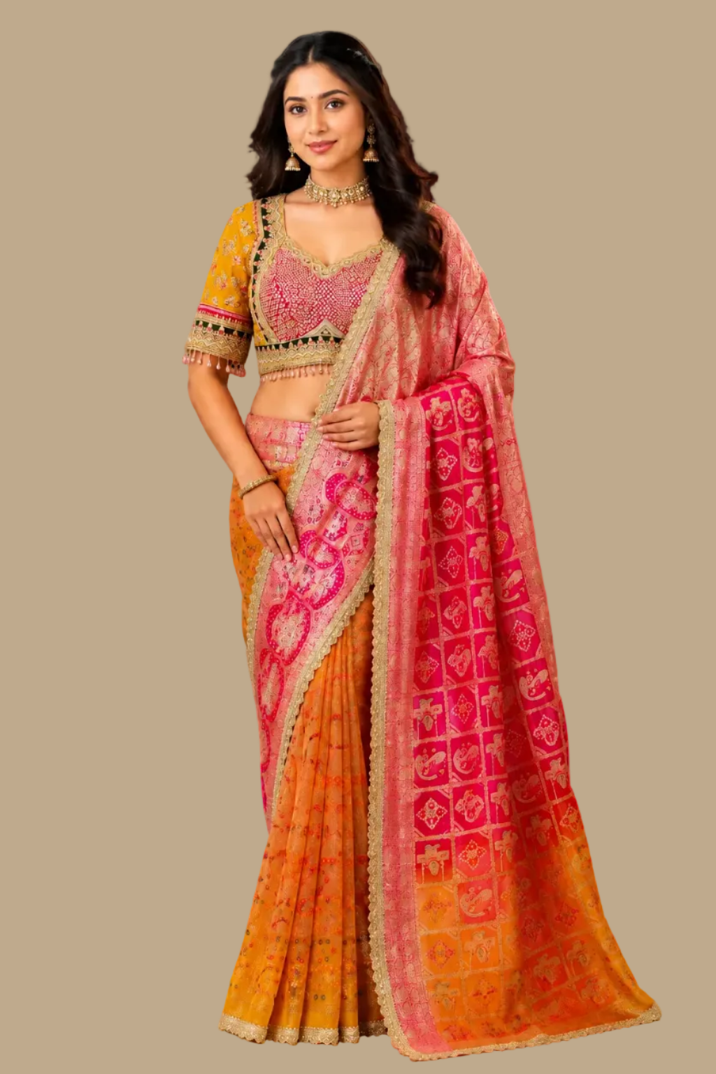 jaipuri saree with ready made blouse  vandana creations
