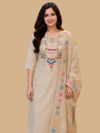 Khadi Cotton Suit beige color