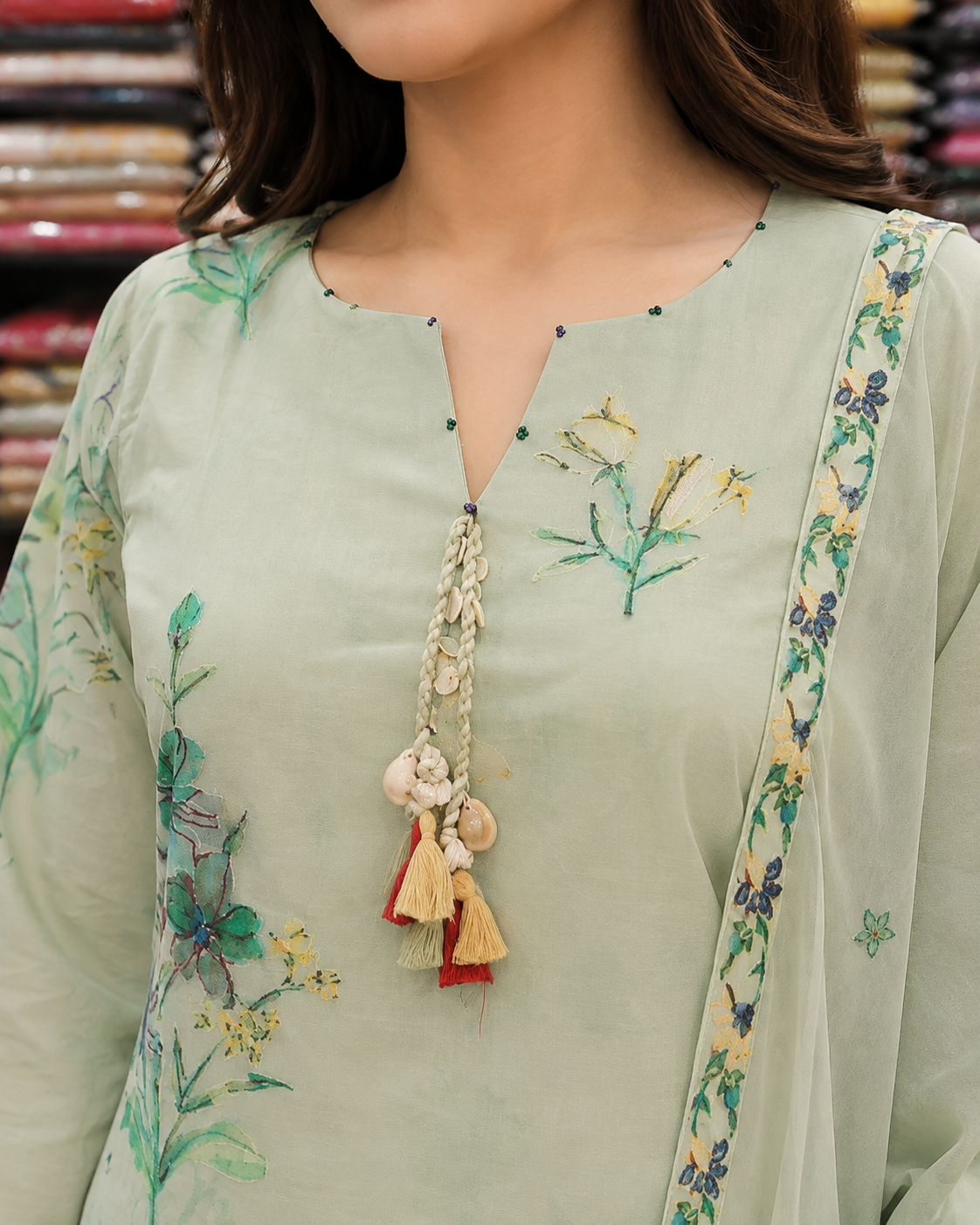 Pure Mul Cotton suit emerald green