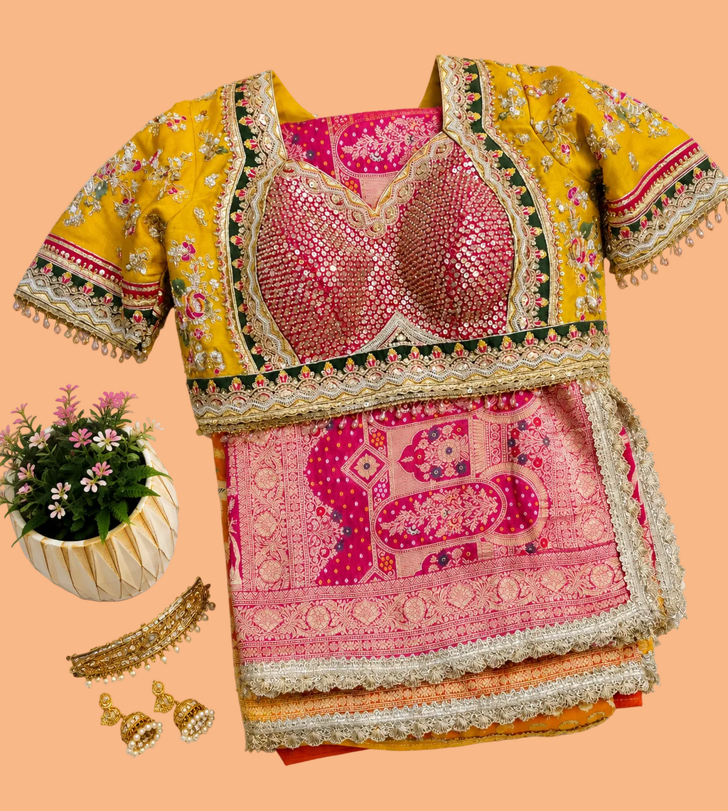 jaipuri saree with ready made blouse  vandana creations